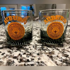 Pair of Auburn University Drinking Glasses - Low Ball, Whiskey Glasses